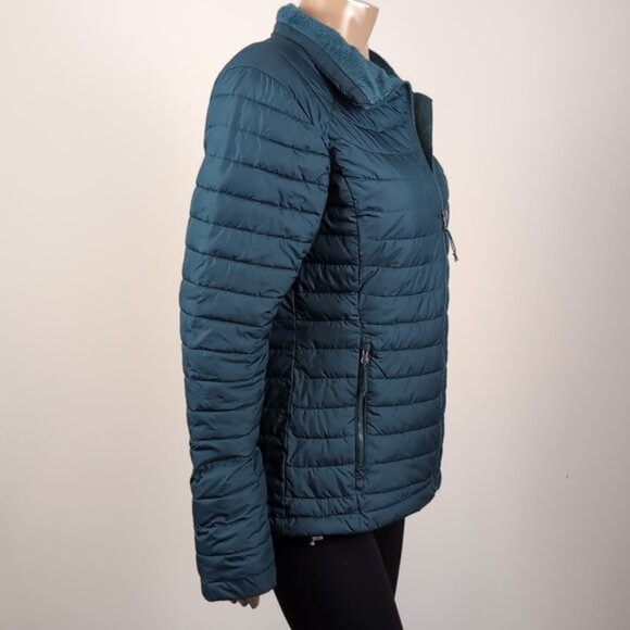 Columbia Puffer Jacket Womens Medium White Out ll Omni Heat Dark Seas Teal - Picture 11 of 15